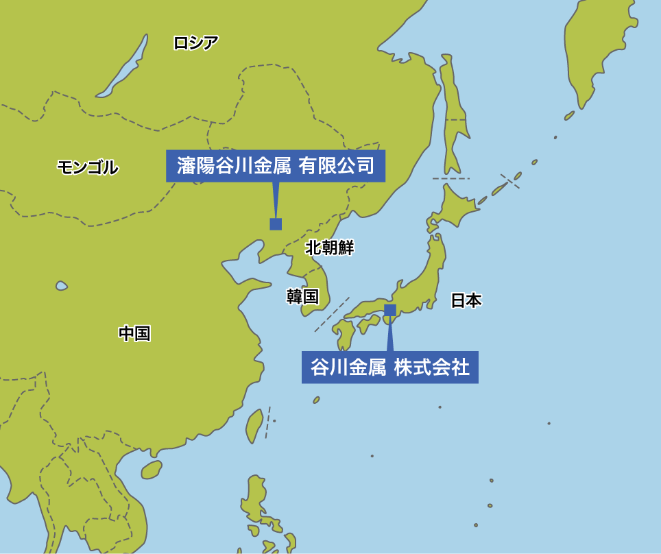 瀋陽谷川金属の位置